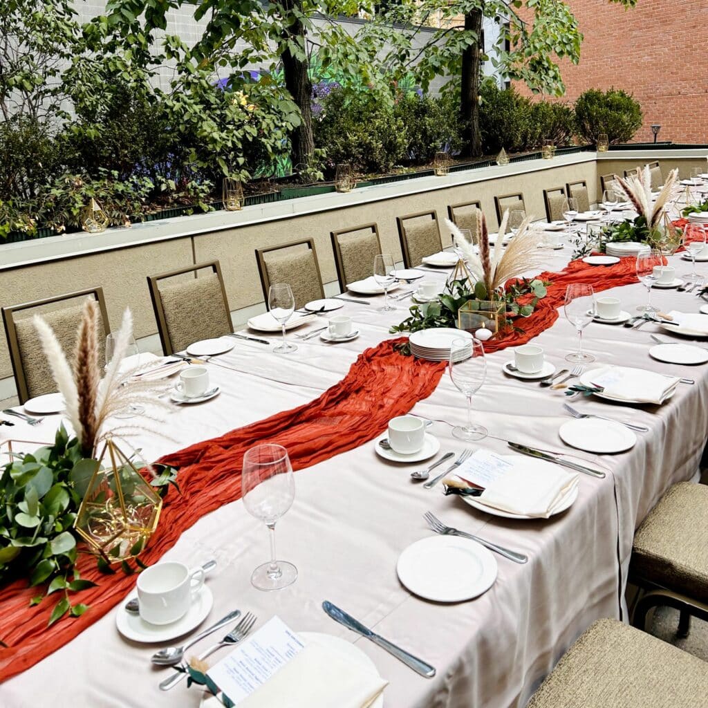 Novotel's stunning outdoor patio provides the perfect place for a rehearsal dinner, reception, or family gathering.